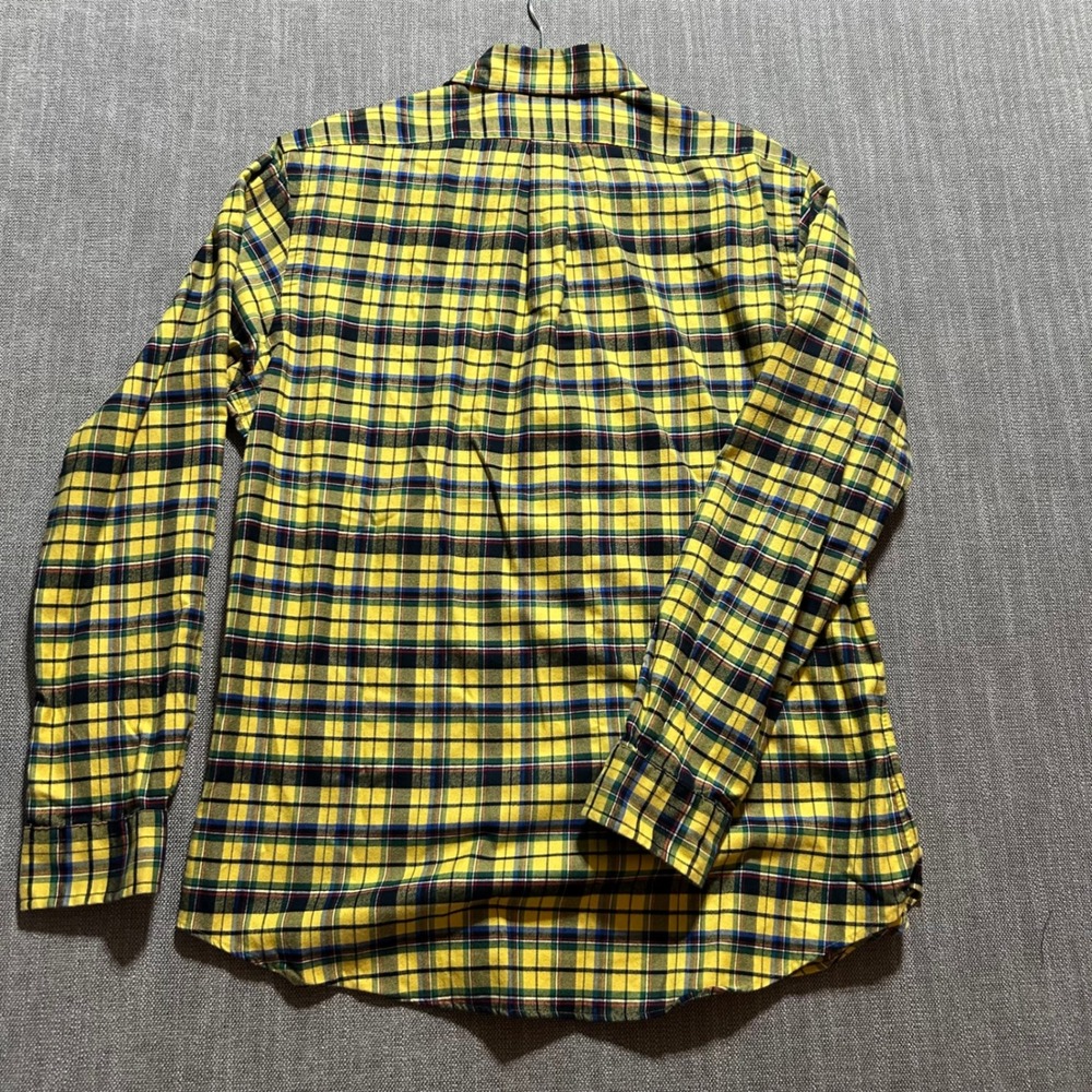 Ralph Lauren Mens Custom Fit Plaid Flannel Shirt Yellow Green Blue Large L/G - Picture 5 of 5